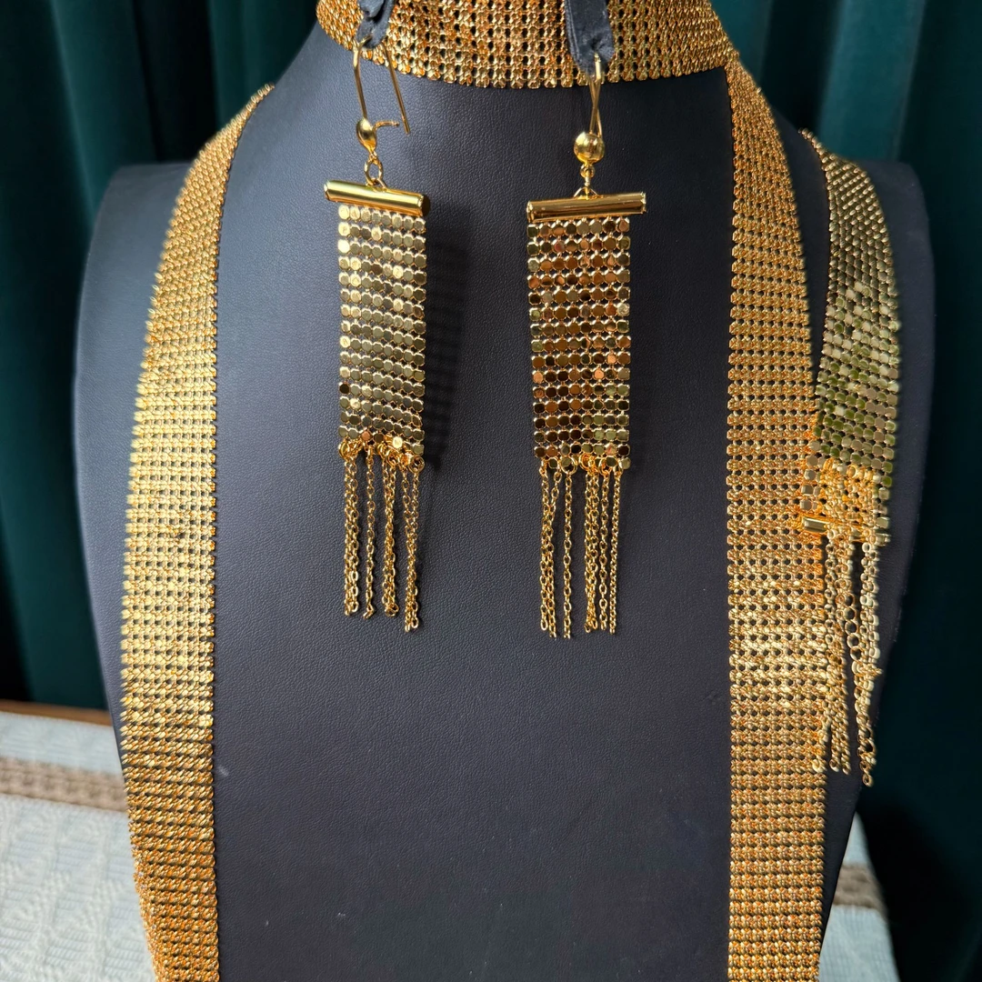 铜合金项链 铜合金 TJ001围巾款首饰 项链耳环围巾三件套