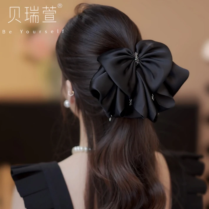 ZJ089新款蝴蝶结风韩范缎面花苞高颅顶发饰头饰抓夹
