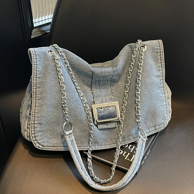 小众爆款韩系牛仔布大包包女2025新款时尚腋下单肩包潮百搭斜挎包