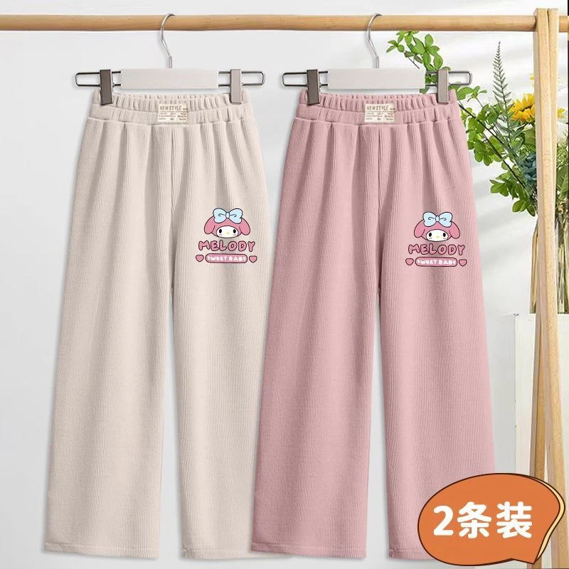 儿童中大童阔腿裤灯芯绒裤子长裤女童春秋洋气新款女孩口袋直筒裤