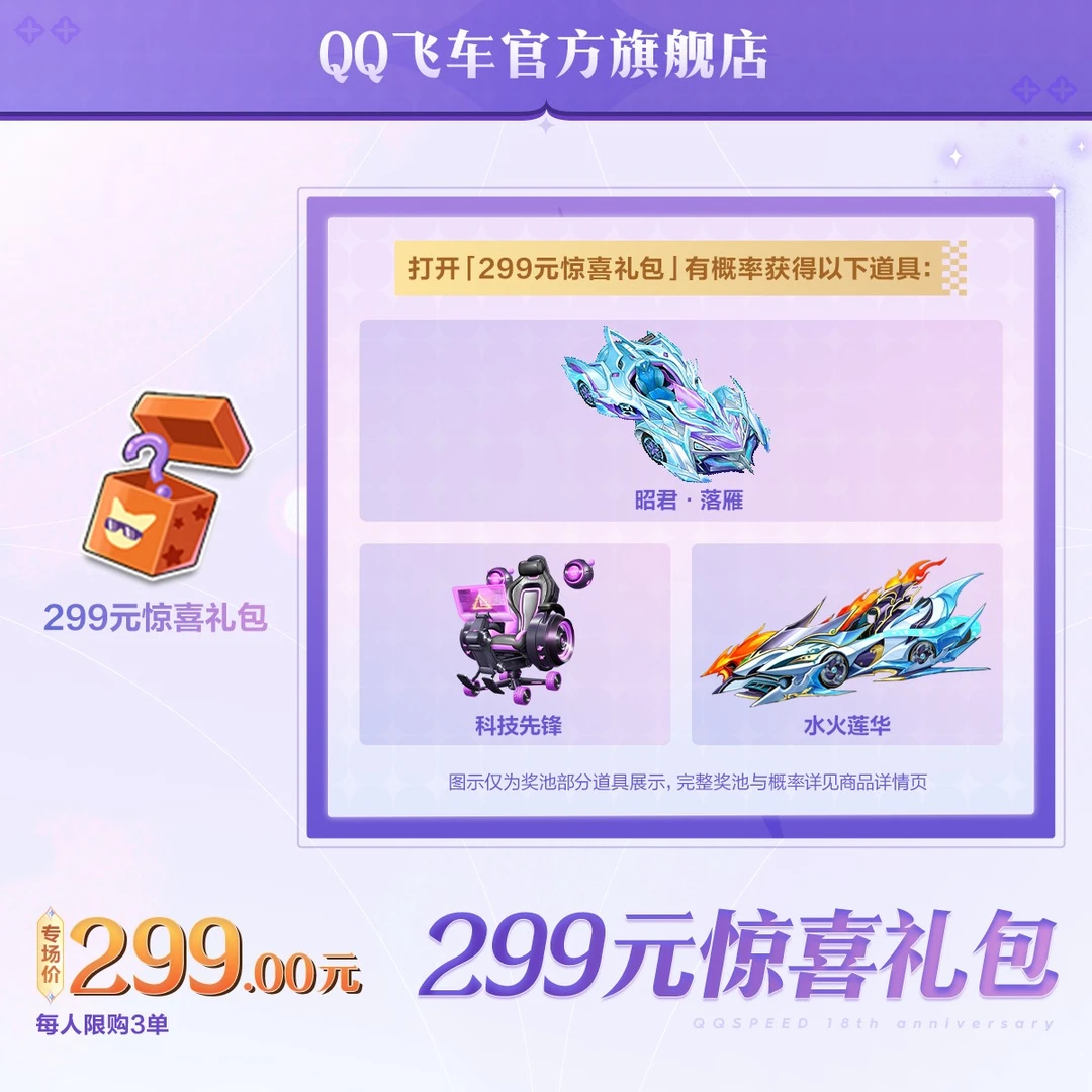 299元惊喜礼包【QQ飞车官方授权】
