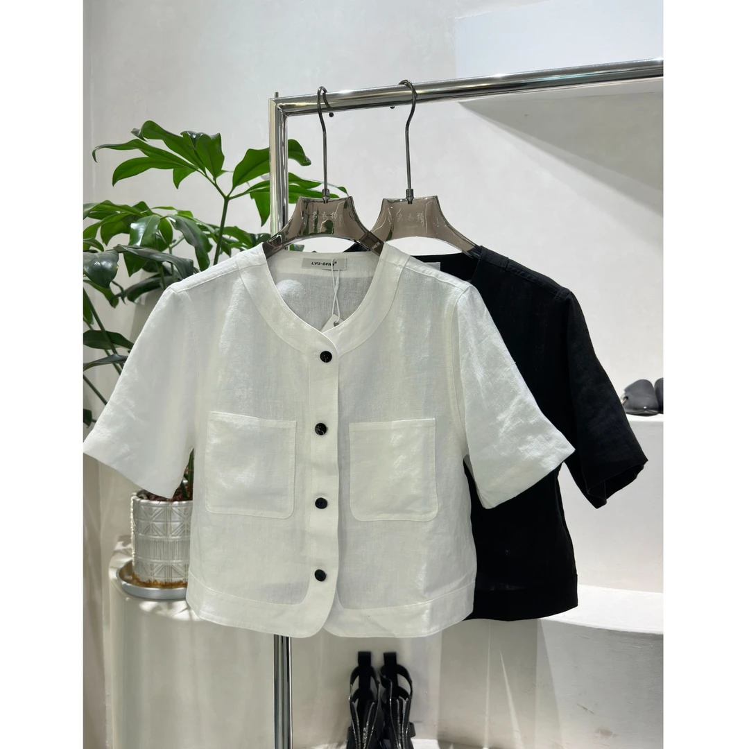 【名衣扬】仙女上衣~2025年麻感气质时尚短袖ins短外套