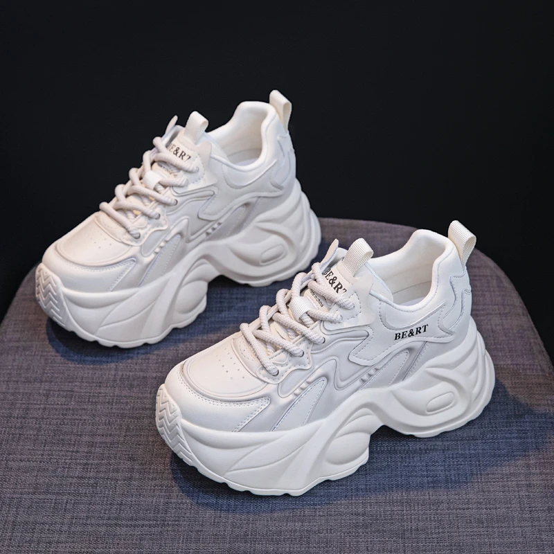 【跟高8CM】厚底轻便老爹鞋女增高时尚运动休闲板鞋松糕鞋防滑真皮