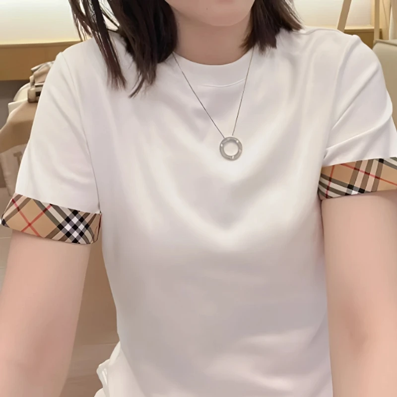 经典格子T桖新款时尚圆领短袖百搭休闲款