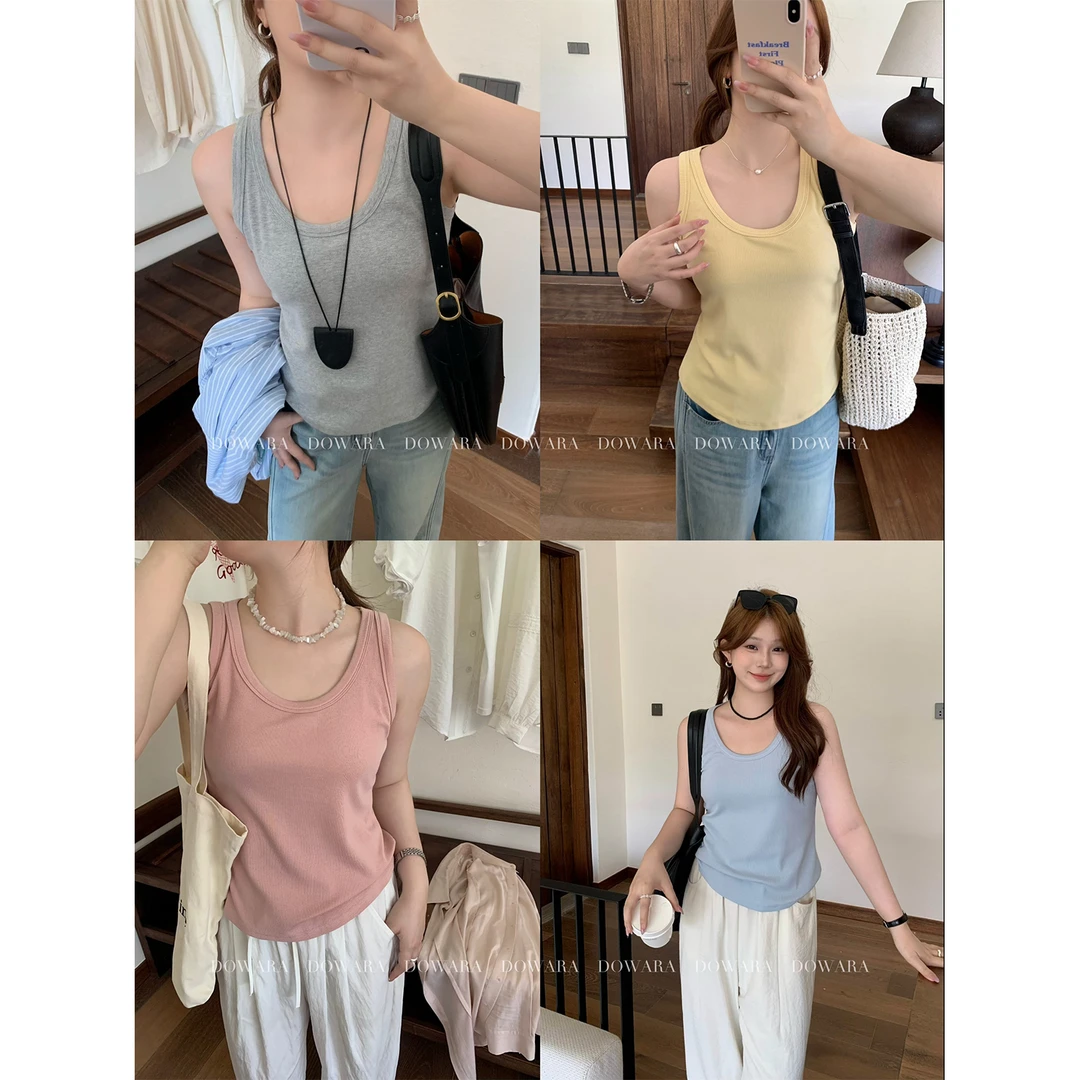 大婉酱微胖定制【优可丝背心】夏季多色通勤遮副乳百搭上衣女 6948D