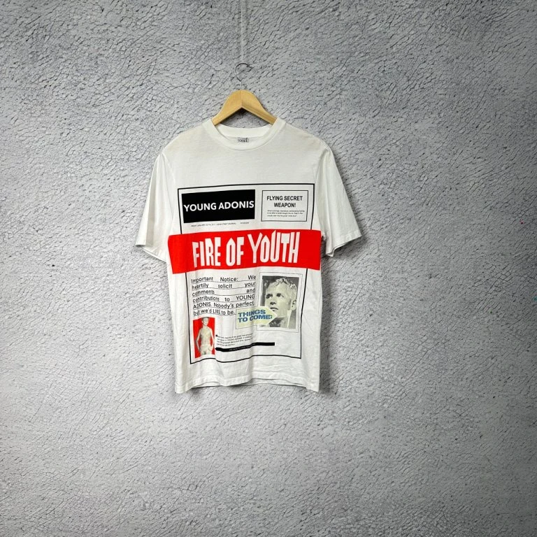 99新 LOEWE/罗意威 白色英文字母短袖/S码