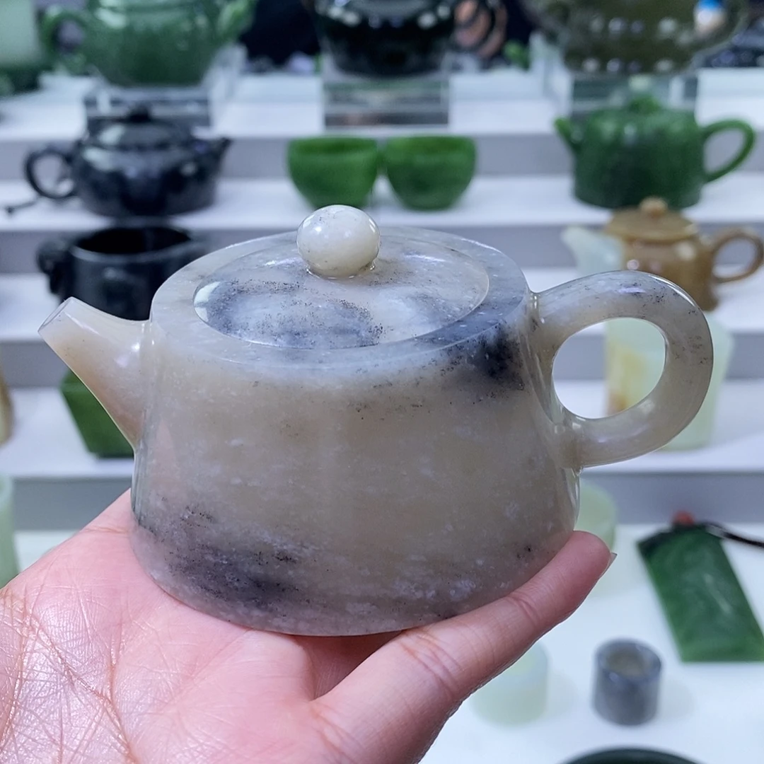 和田玉未镶嵌挂件茶壶