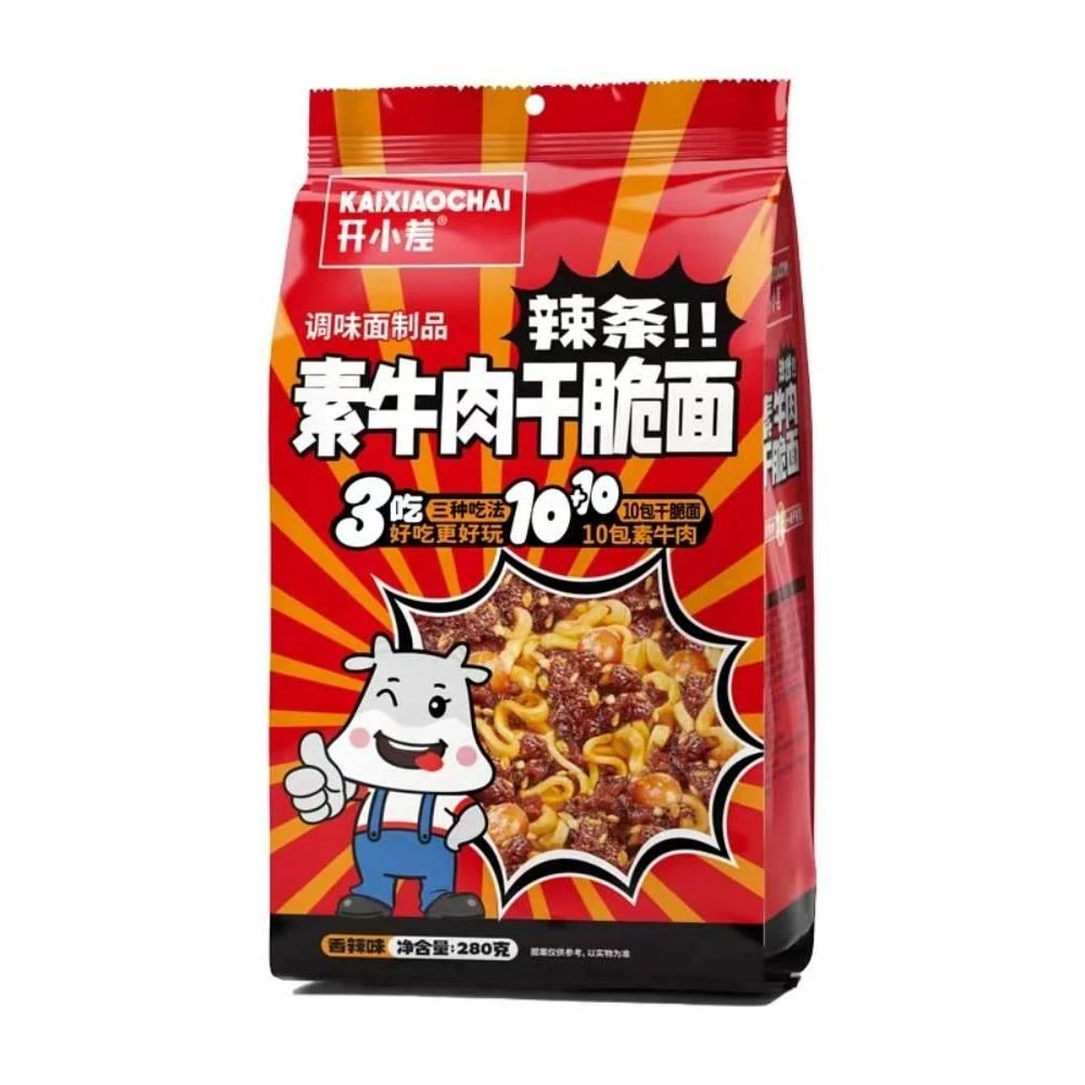 开小差沙嗲素牛肉干脆面素牛肉粒+干脆面组合香辣味零食沙嗲酥脆