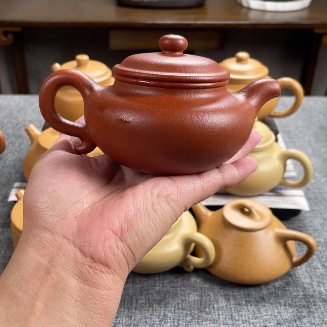 茶壶紫砂红降坡仿古全手40目200
