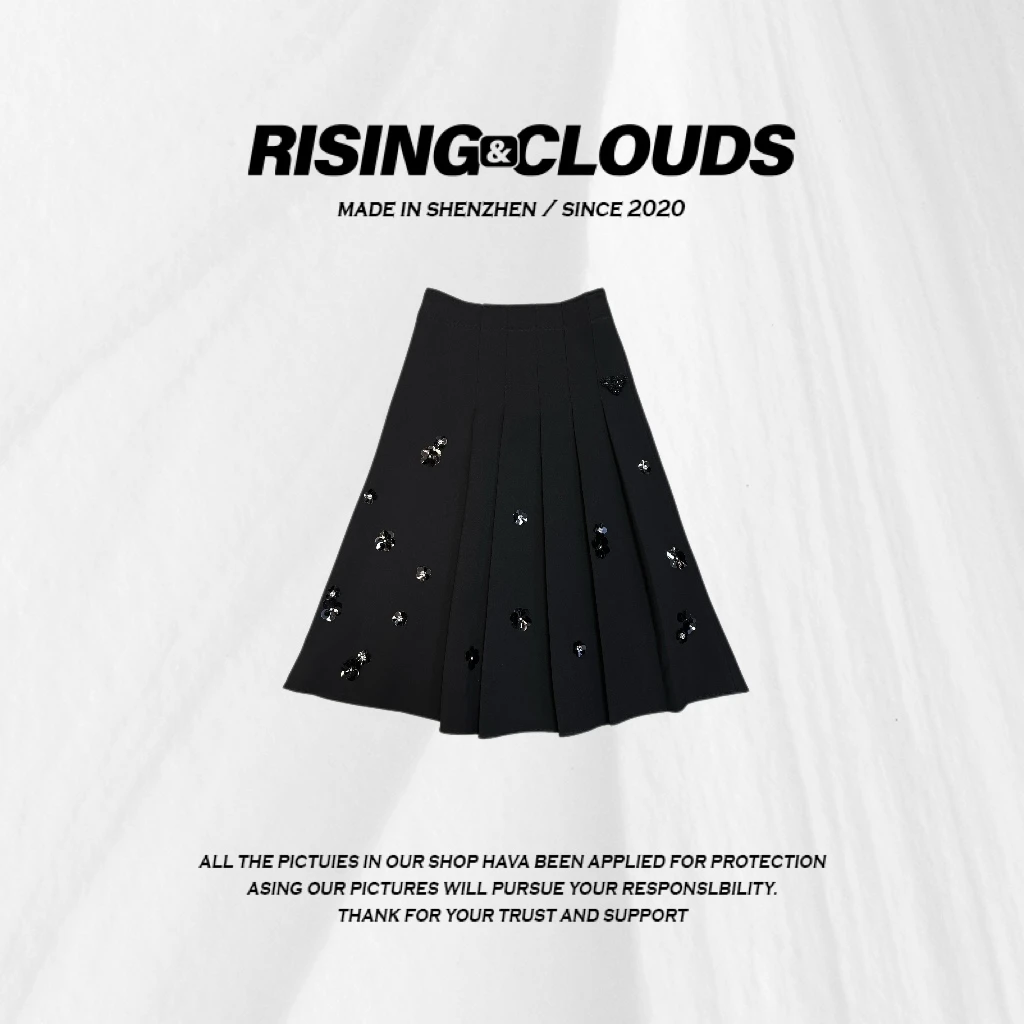 【星芒】时尚穿搭小花冬季重工珠片半裙120242GT