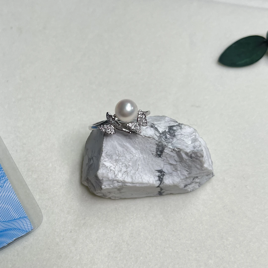 全新未使用  【六六中古】孤品s925海水珍珠开口戒指aj4139