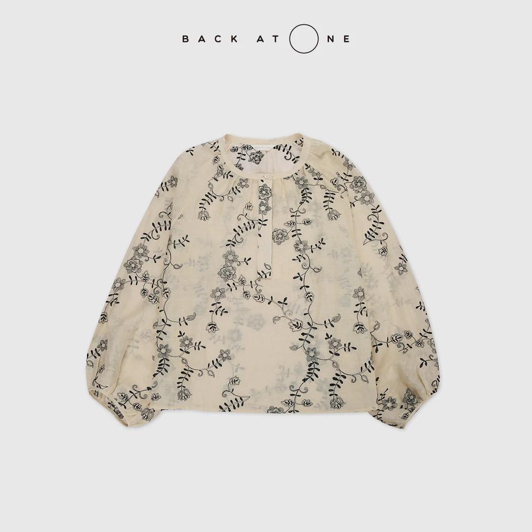 BackAtOne“流云清欢”撞色绣花吸汗透气苎麻上衣 BFS-1BB231Q-K