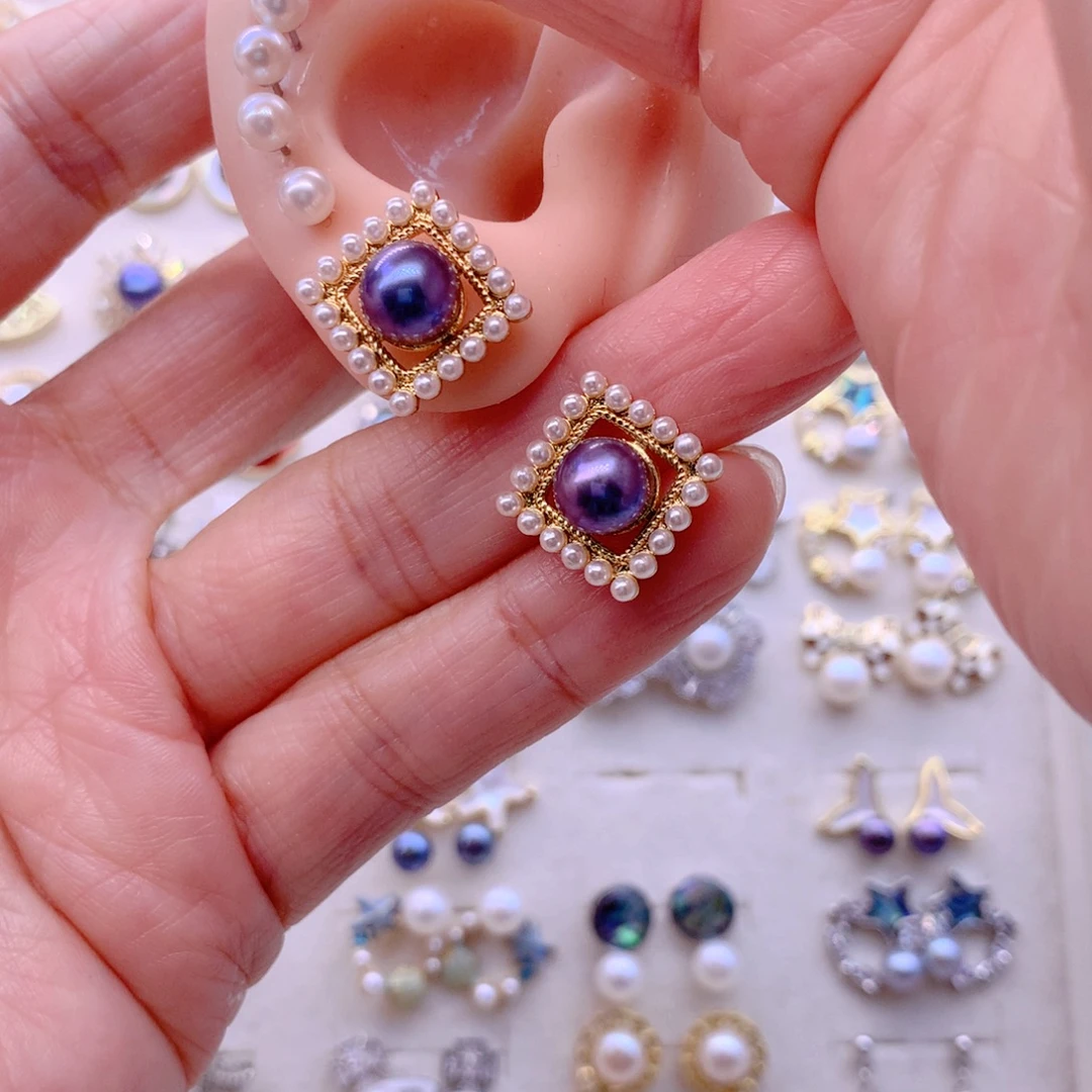 合金淡水珍珠耳饰