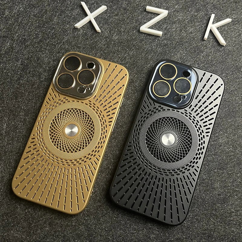 冰感散热iPhone16镭射镂空手机壳适用苹果15Promax磁吸充电14Pro