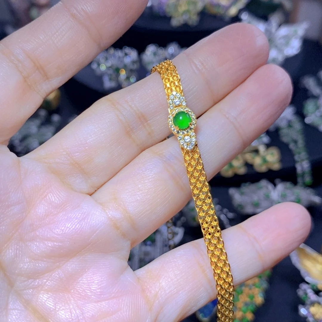 翡翠银S925镶嵌颈饰天然翡翠