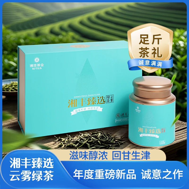 湘丰甄选云雾绿茶礼盒为人民服务一芽一叶500g