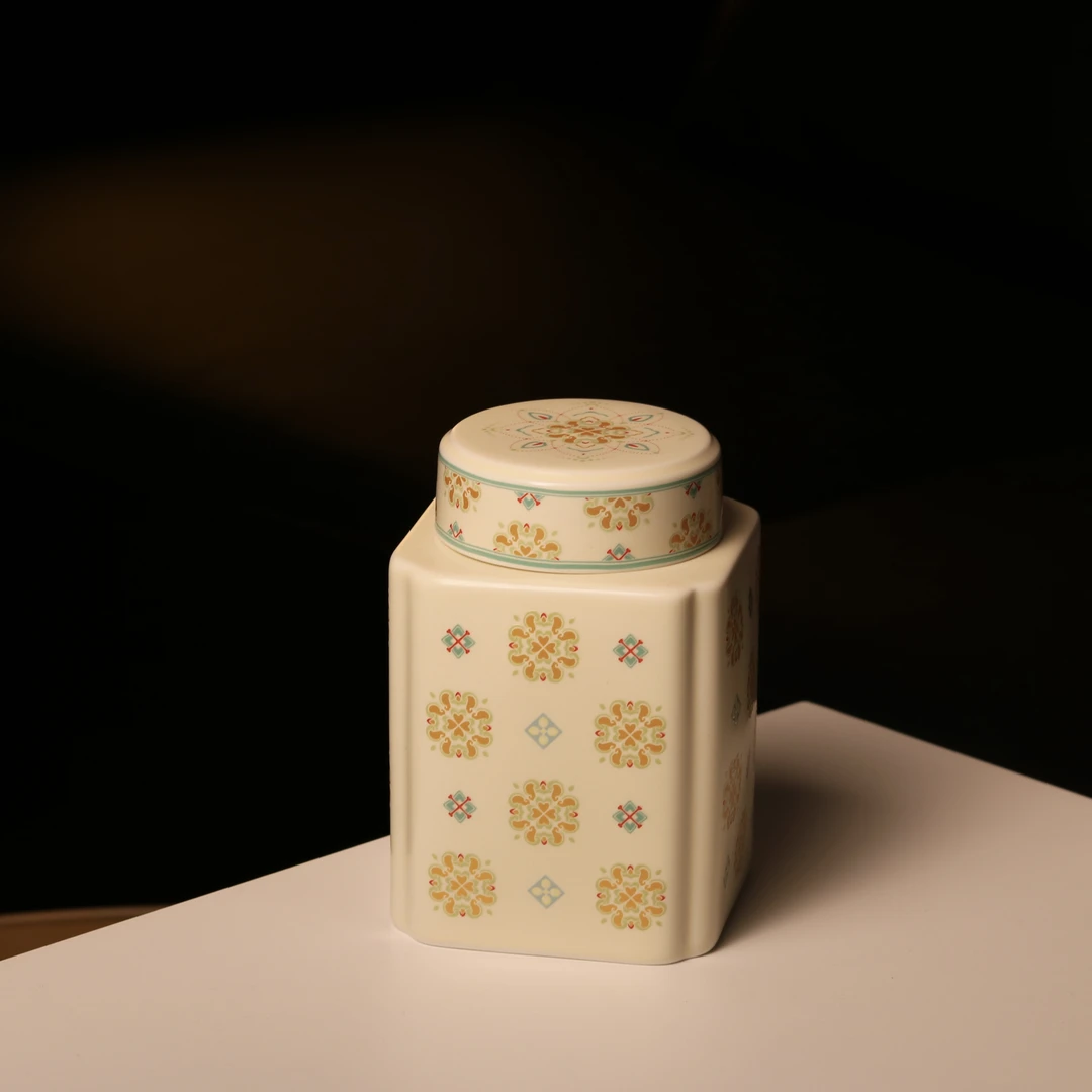 茗器山房 米花团花茶叶罐 茶道茶具