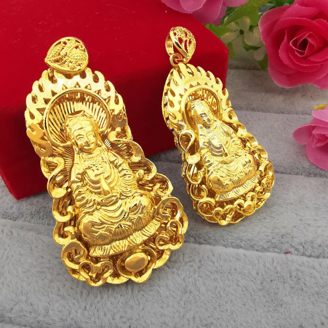 24-KK1023时尚精美国风百搭款火焰大观音黄色吊坠