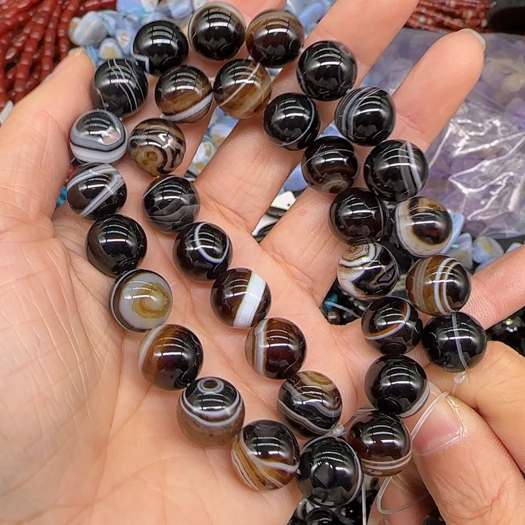 玛瑙/玉髓合金珠宝半成品水晶玛瑙12mm一条