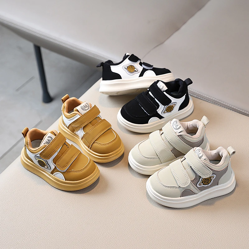 21-30码男童板鞋春秋款儿童百搭休闲鞋女童时尚魔术贴软底运动鞋