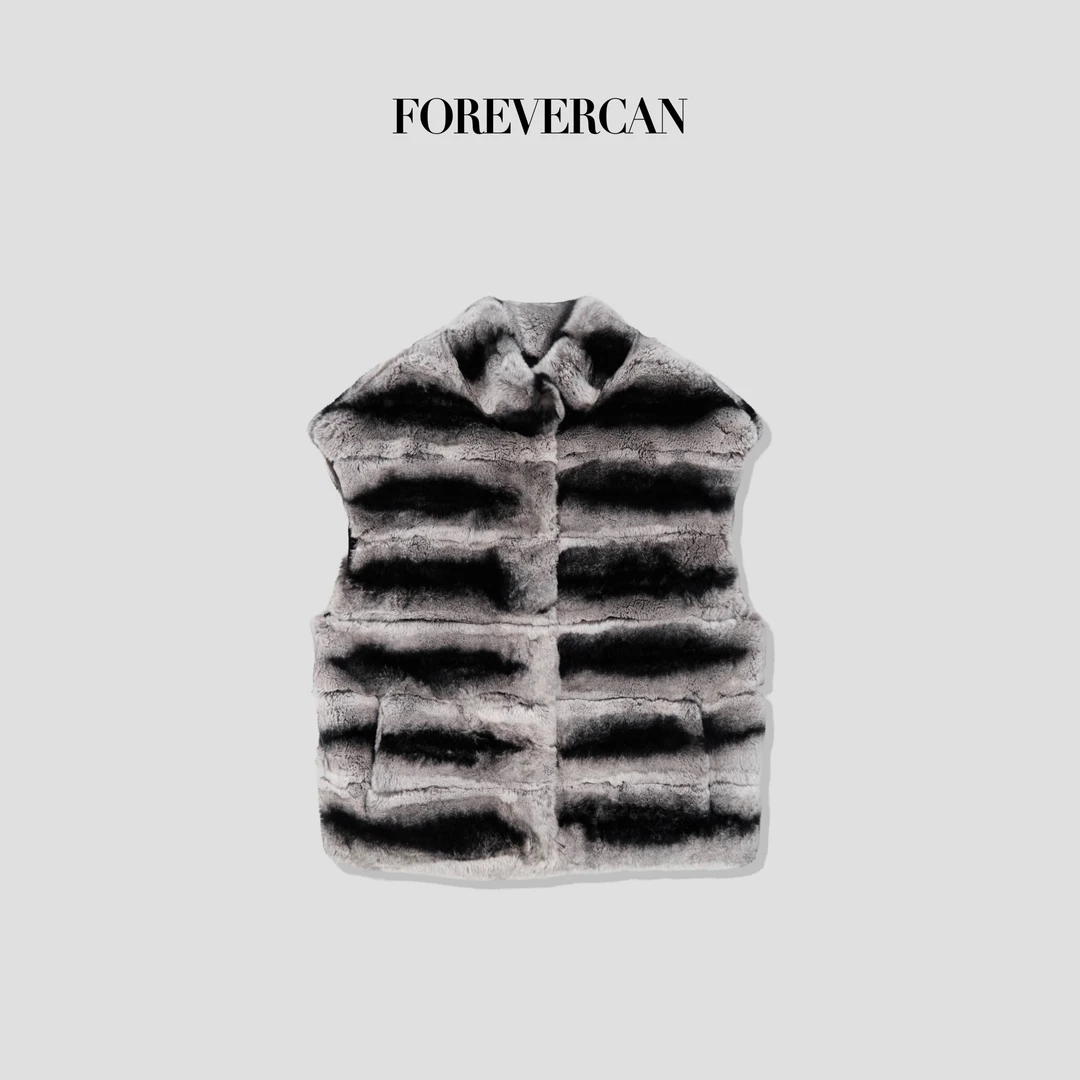 FOREVERCAN“龙猫马甲”重磅进口獭兔毛马甲背心草草外套SC22368