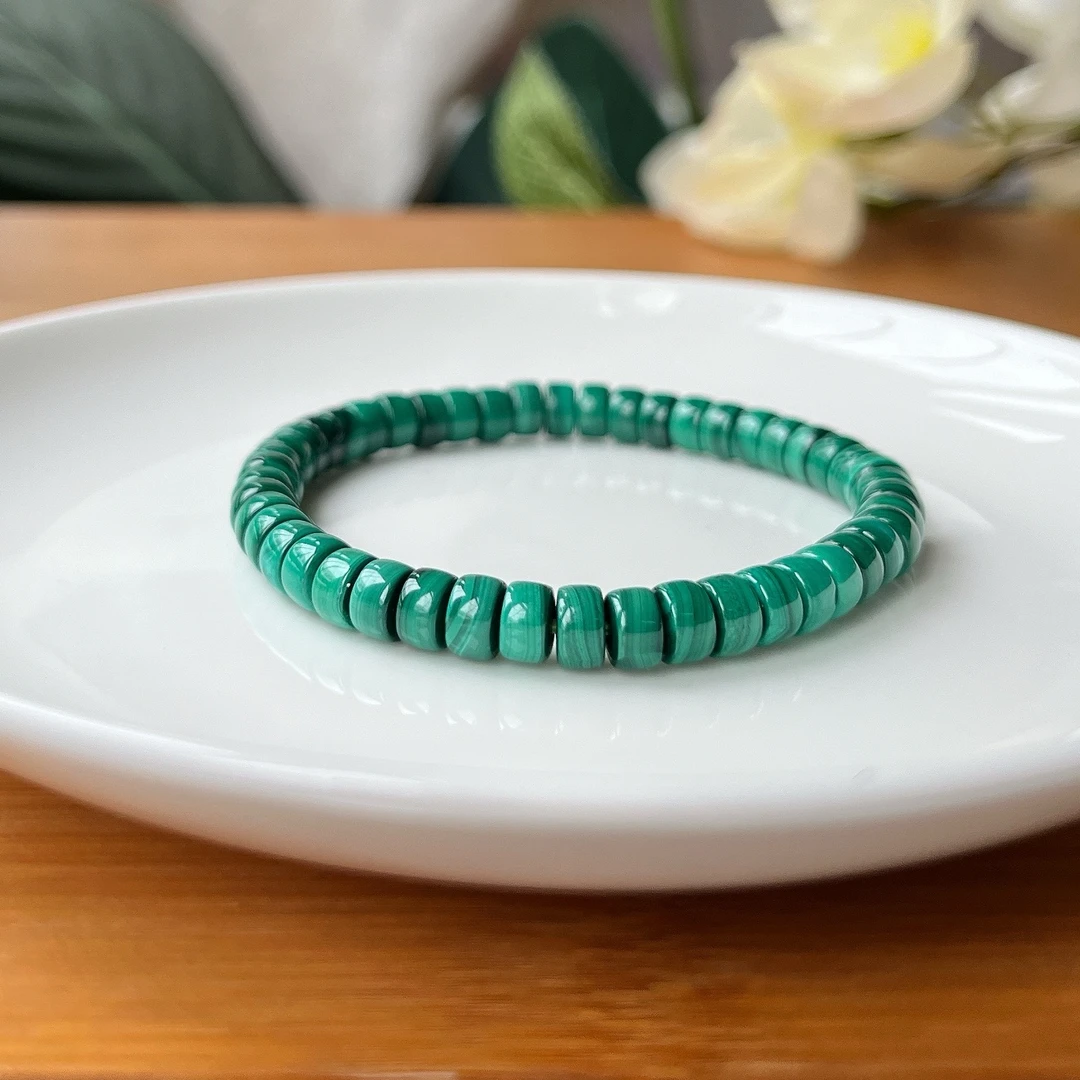 【郭老师】约5-6mm高品孔雀石直切单圈手串