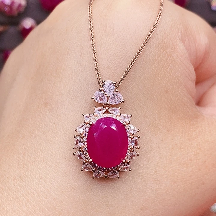 红宝石银S925镶嵌颈饰