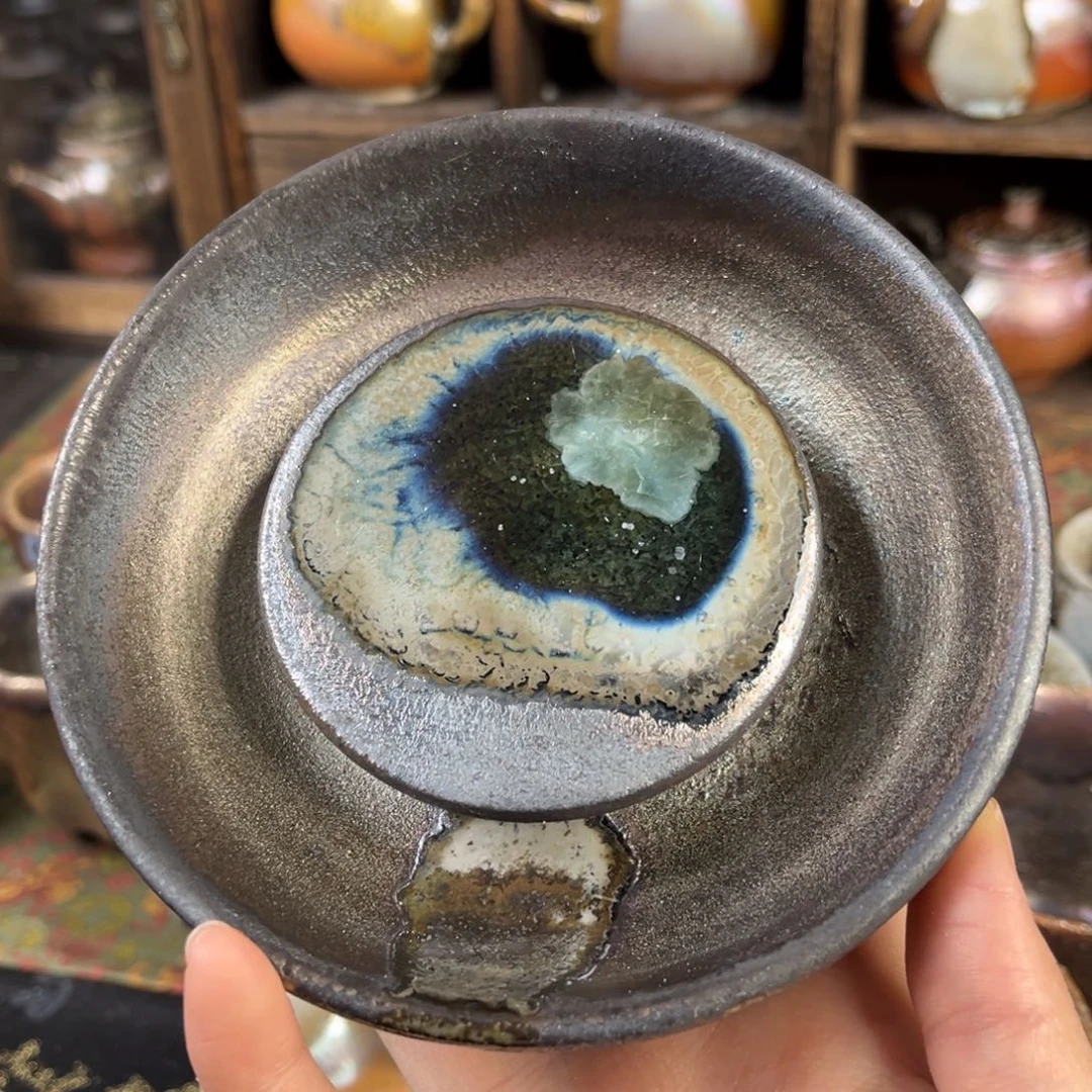 杯柴烧茶器铁胎壶承