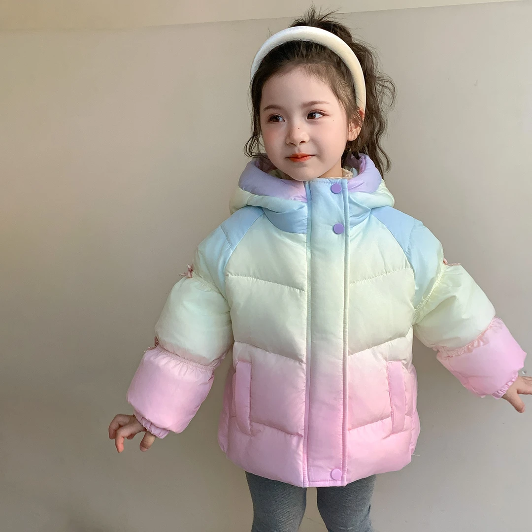 女童渐变色羽绒服冬季韩系宝宝冬装白鸭绒棉服上衣儿童加厚外套潮