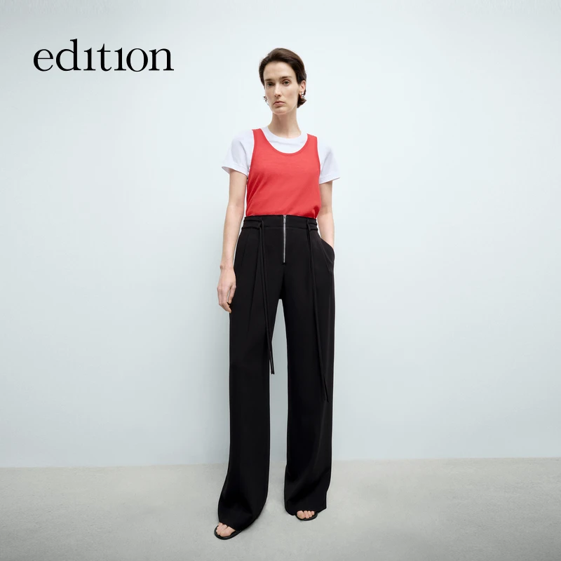 【商场同款新品】edition2025春季前中拉链醋酸西裤#EBE1PAT016