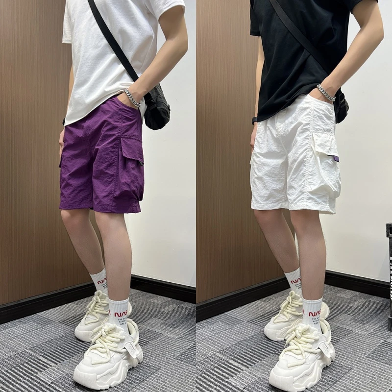 美式潮牌工装短裤男夏季薄款凉感速干男士休闲直筒百搭宽松五分裤