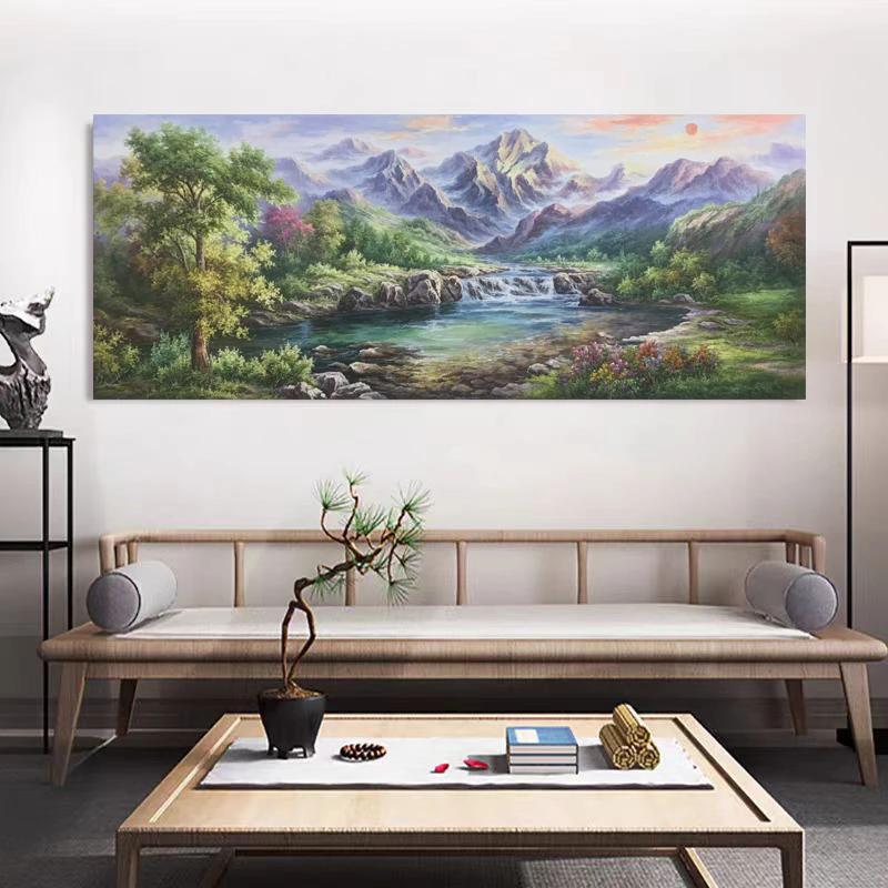 《山河沐晖》80*220含内框，刘春建原创手绘油画，肌理装饰画挂画