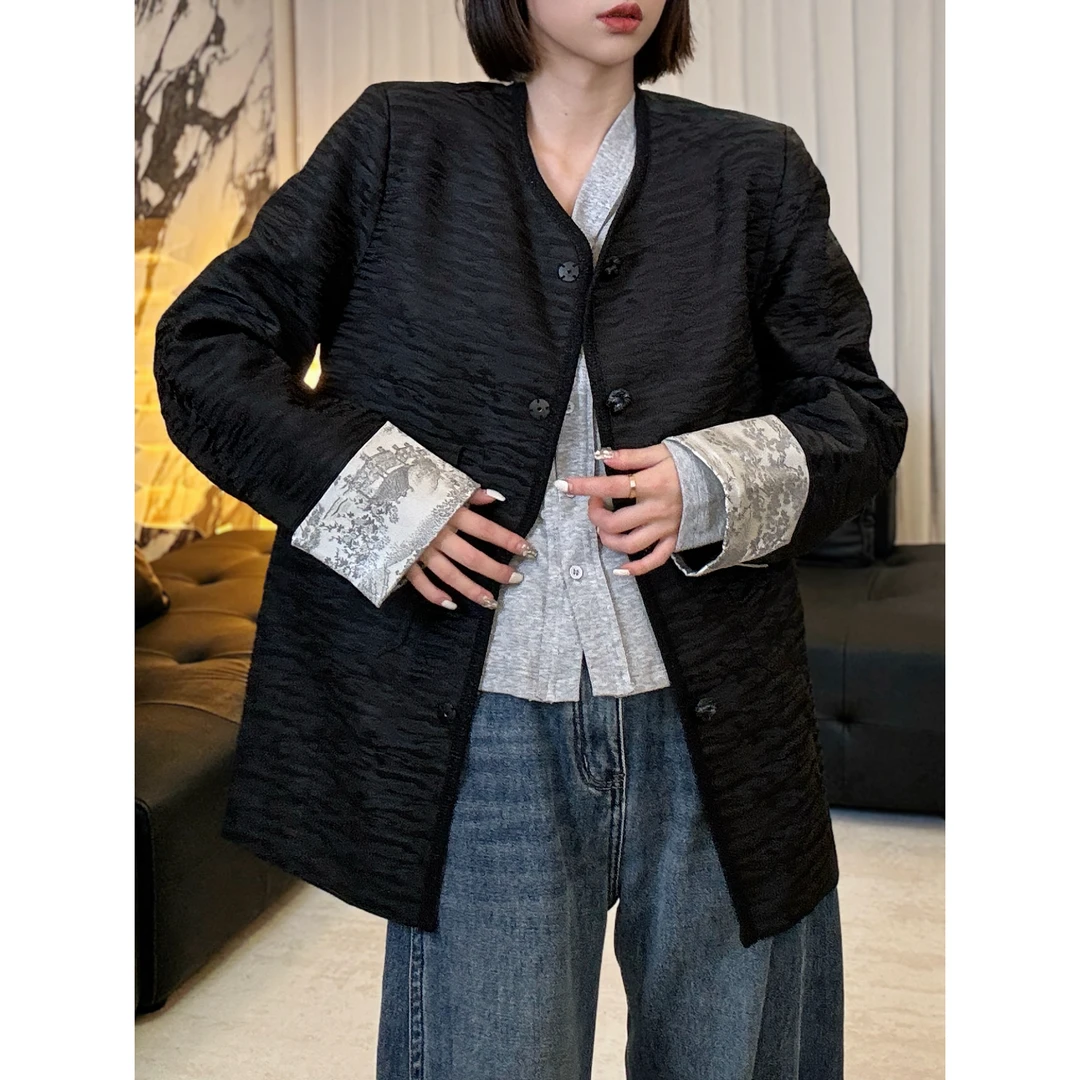 【XXZ】春季新款新中式无领小西装高级感国风外套女5C1228