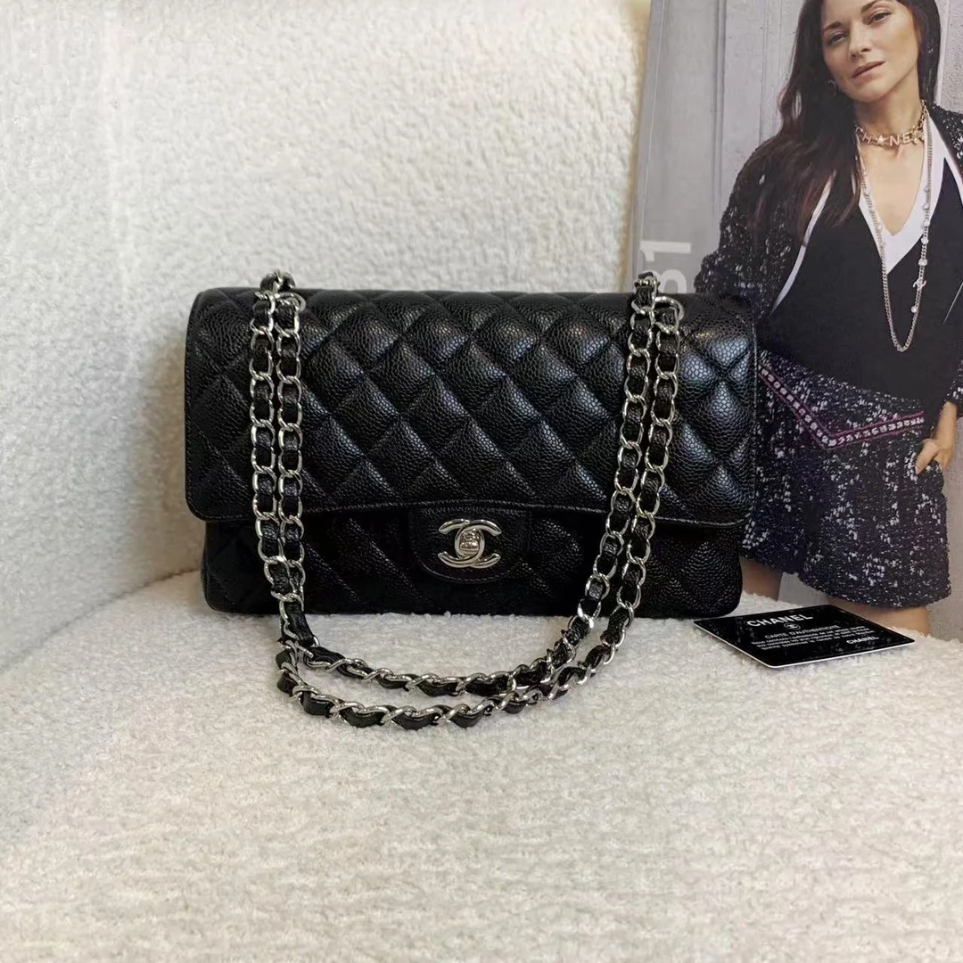 99新 Chanel/香奈儿 壹臻/黑银荔枝cf中号 31开 98931826