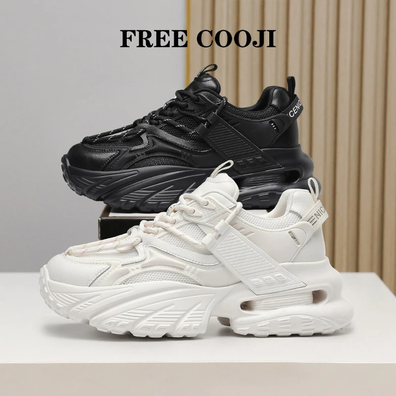 FREECOOJI老爹鞋女2025夏季透气网面舒适女鞋增高内增高女鞋