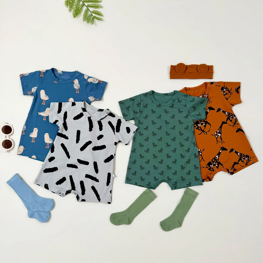 薄款婴儿服男宝夏季纯棉宝宝休闲哈衣女宝短袖爬服夏季洋气连体衣