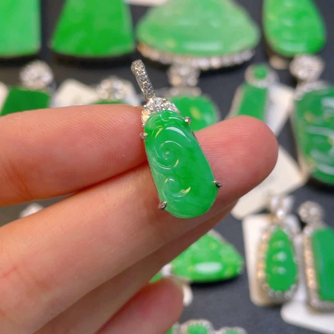 翡翠银S925镶嵌吊坠(不含链)