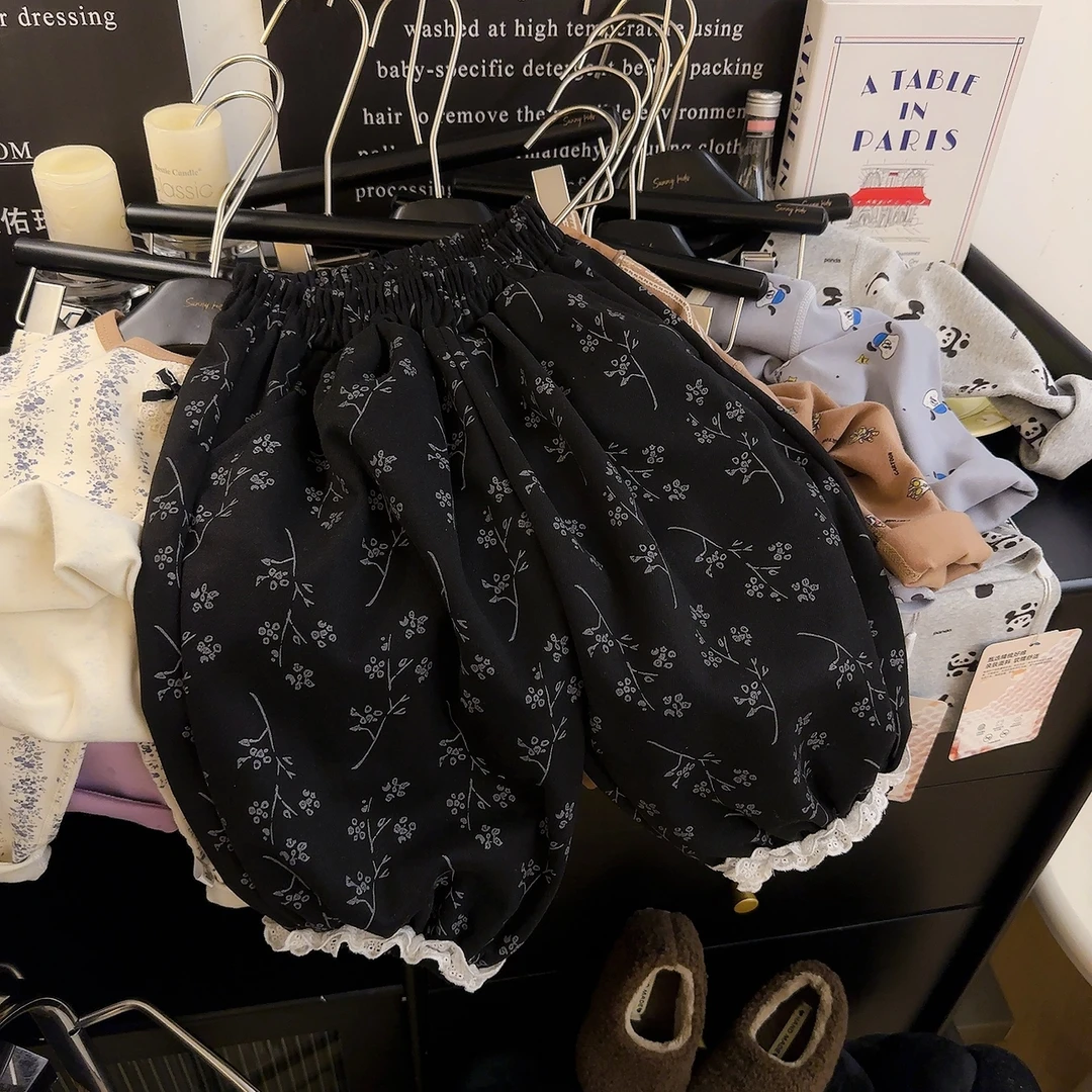 女童裤子秋季2025新款韩版洋气女宝宝春秋洋气森系碎花裤潮