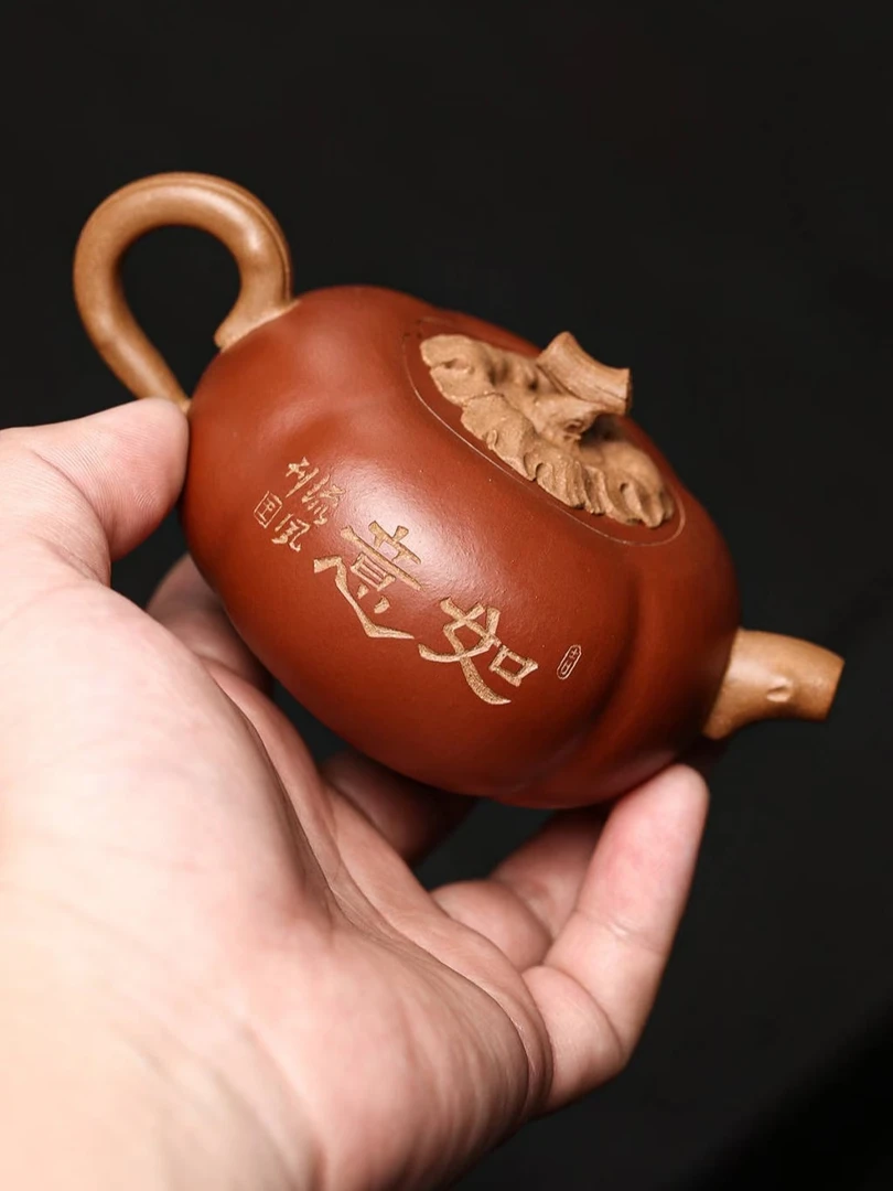 紫砂事事如意大号红泥茶壶全手工高端茶器精美紫砂壶原矿紫砂创意