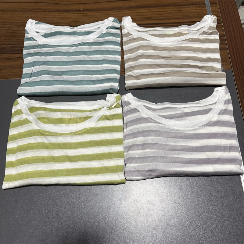 女罩衫莱赛尔宽条上衣舒适凉感