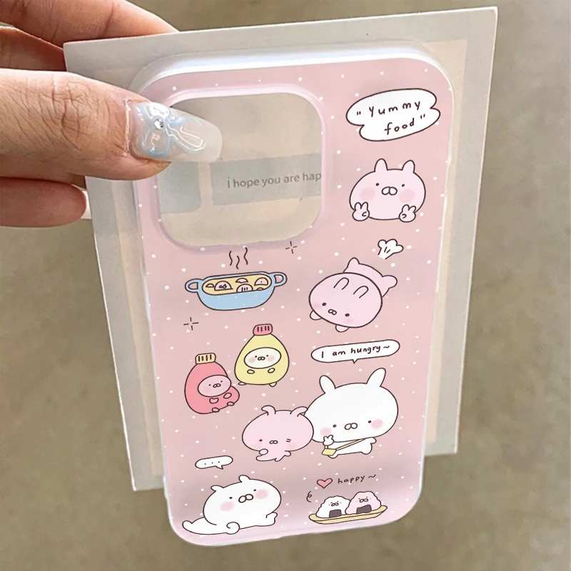 雅天立ins风波点小兔适用iPhone15苹果16promax手机壳13/14磨砂11