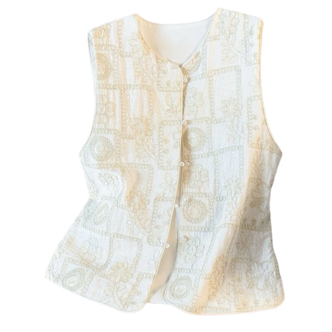 107国风刺绣新中式马甲女春汉元素无袖坎肩马夹背心外套百搭洋气