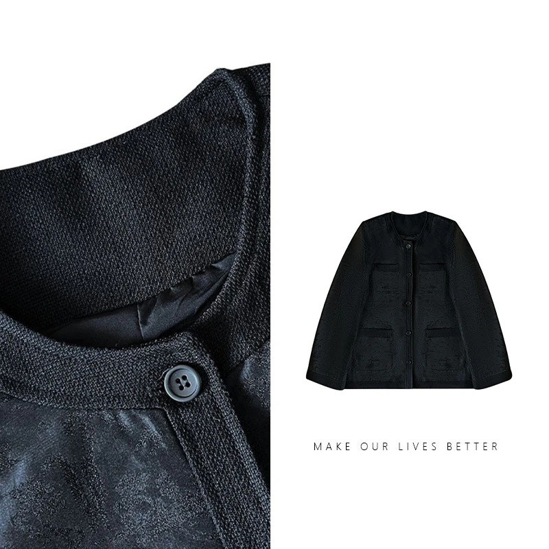 高级感混色气质单排扣宽松加厚小香风外套