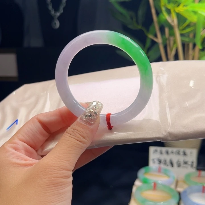 翡翠手镯未镶嵌定金链接圆条52