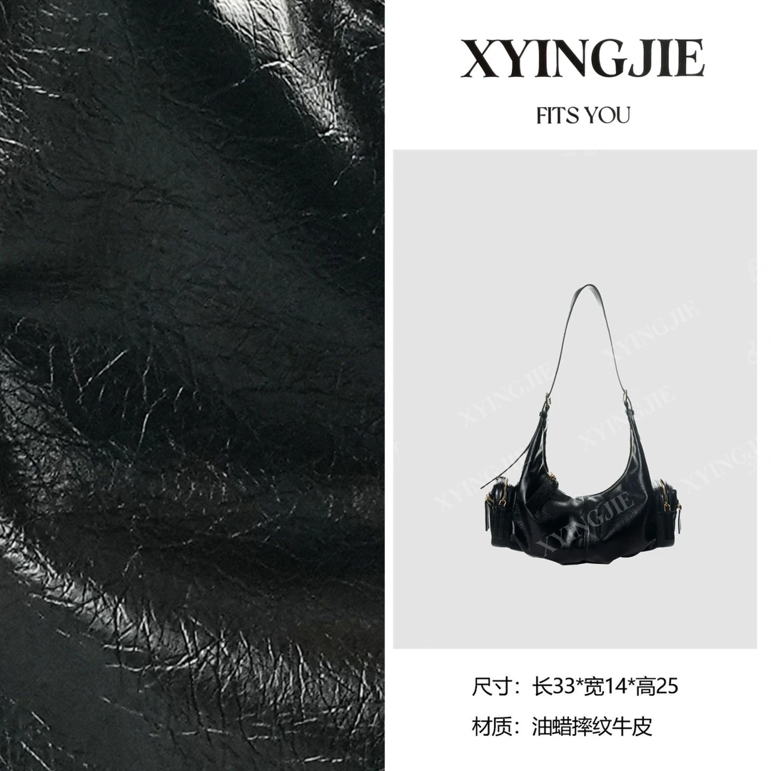 XYINGJIE· 原创设计 真皮高定手提单肩包 BV250703-黑色