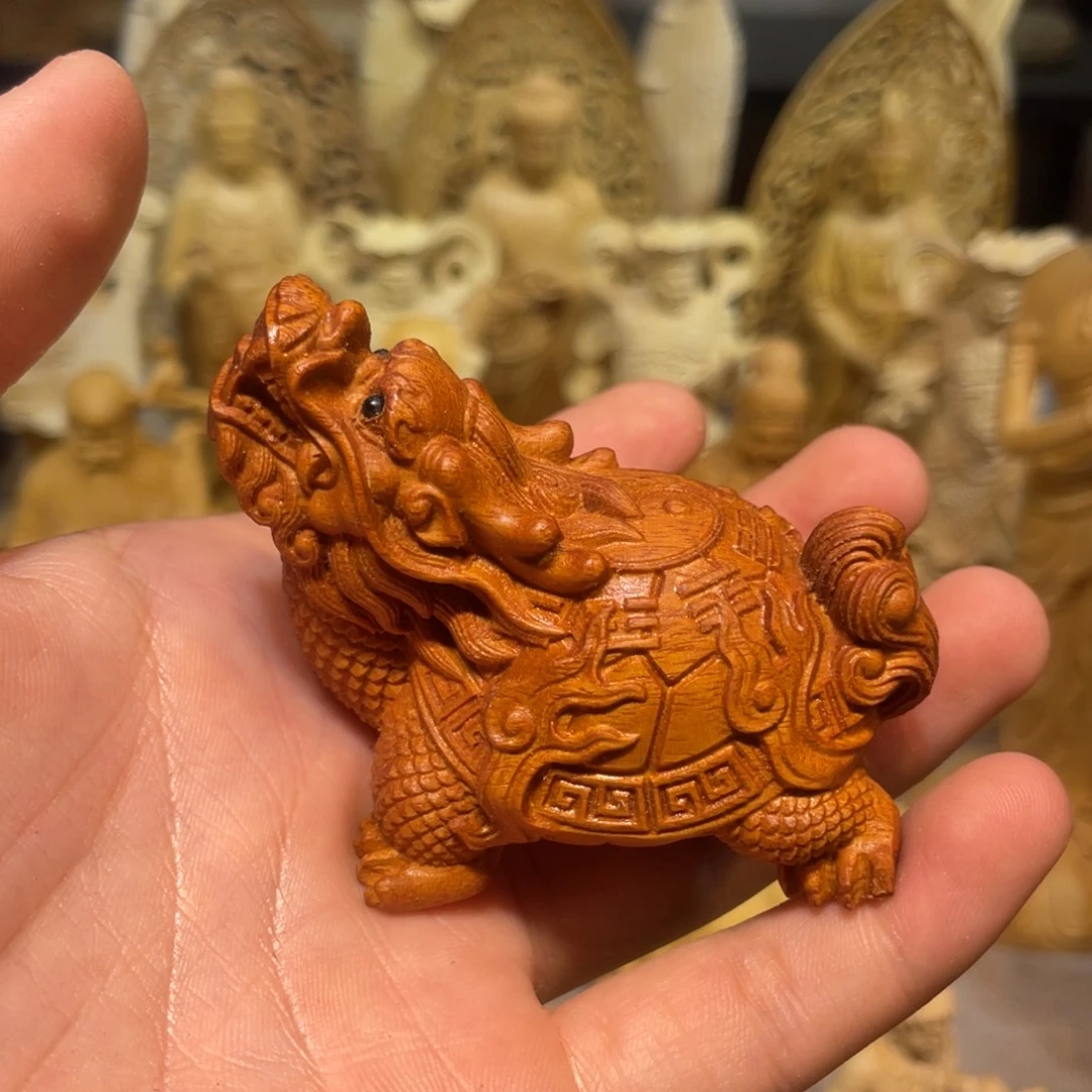 黄杨木老料龙龟手把