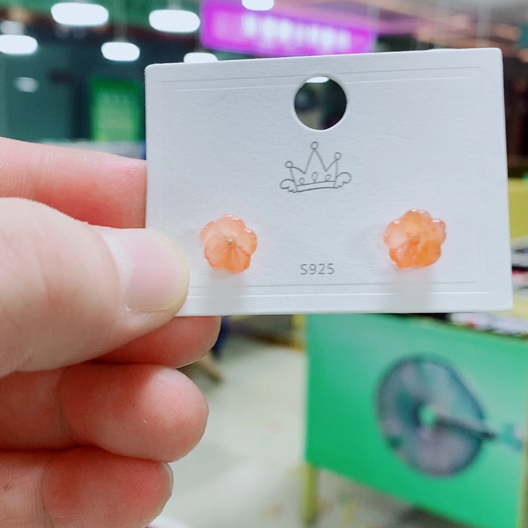 南红玛瑙合金耳饰