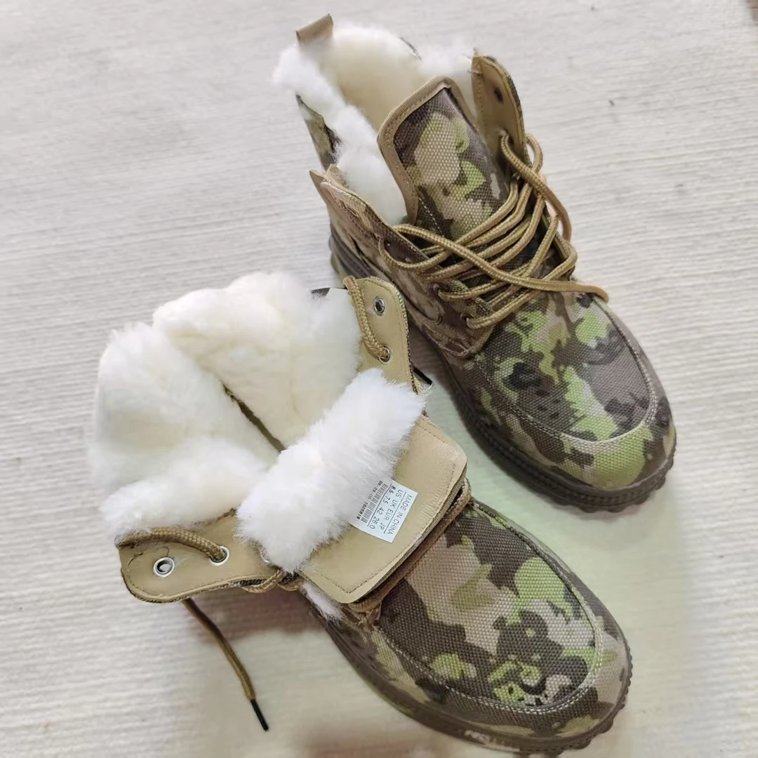 8035加厚迷彩羊毛防寒雪地靴防滑保暖