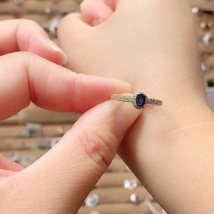 蓝宝石戒指银S925镶嵌