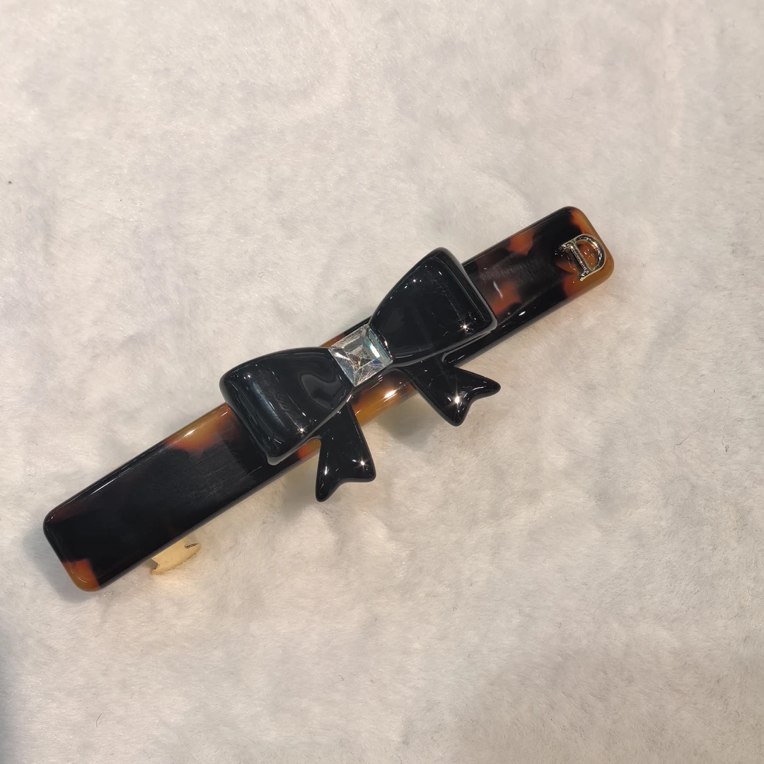 F747黑色蝴蝶结豹纹弹簧夹